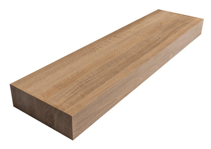 Unfinished white oak thick floating stair tread, square-edge studio profile