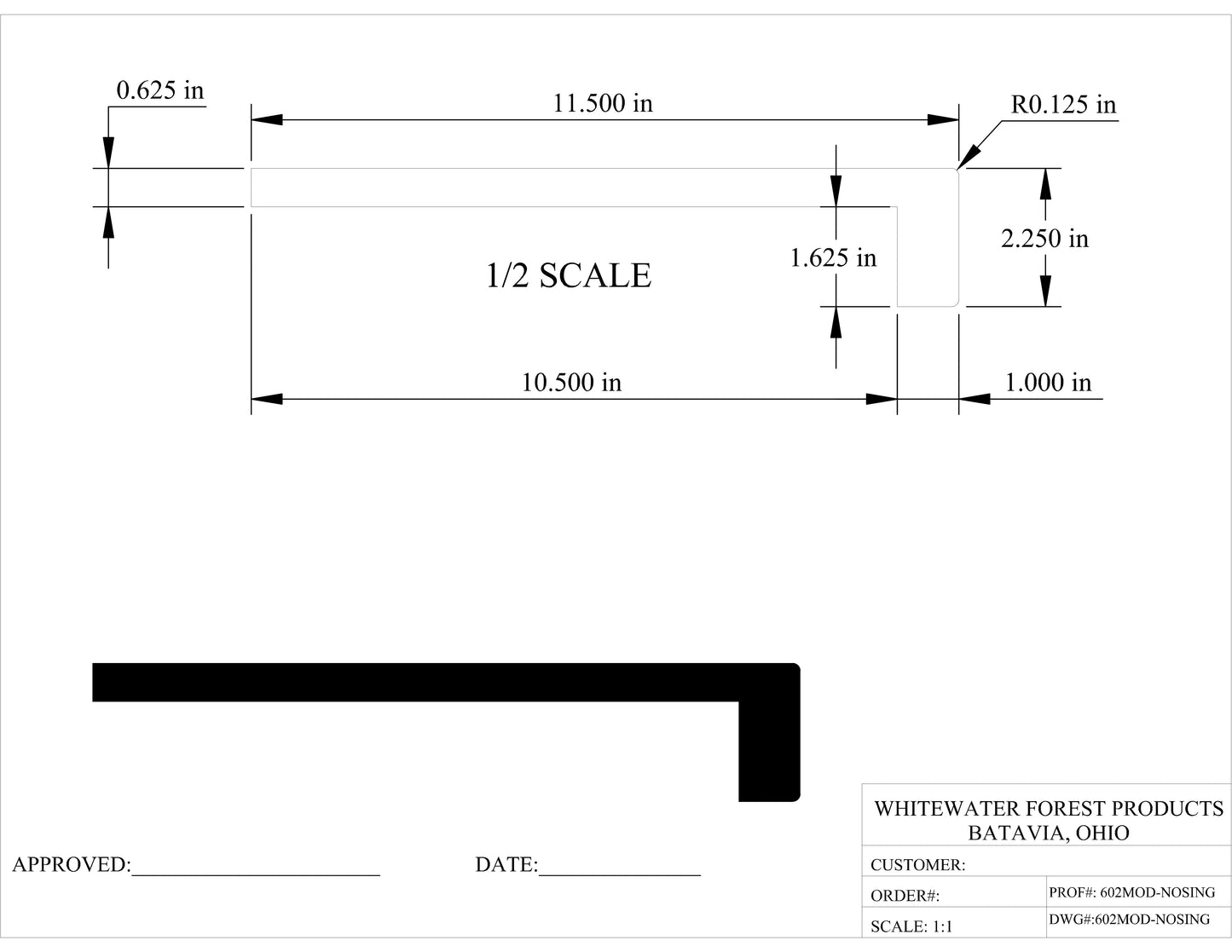 Retrofit Stair Tread - Modern Design - 0.625 in. x 11.5 in.