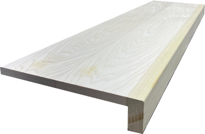 Unfinished poplar modern retrofit stair tread, square nosing, 5/8 by 11.5 inches
