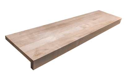 Unfinished hard maple modern stair tread, 1 by 12 inches with 2.5-inch square nosing