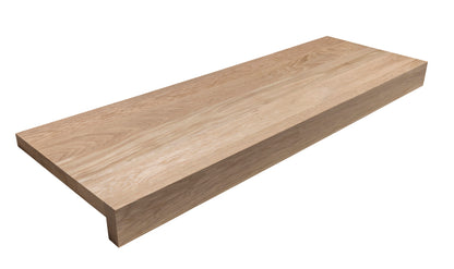 Unfinished white oak modern stair tread, 1 by 12 inches with 2.5-inch square nosing