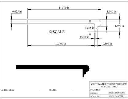 Retrofit Stair Tread – Traditional Design - 0.625 in. x 11.5 in. - Whitewater Forest Products
