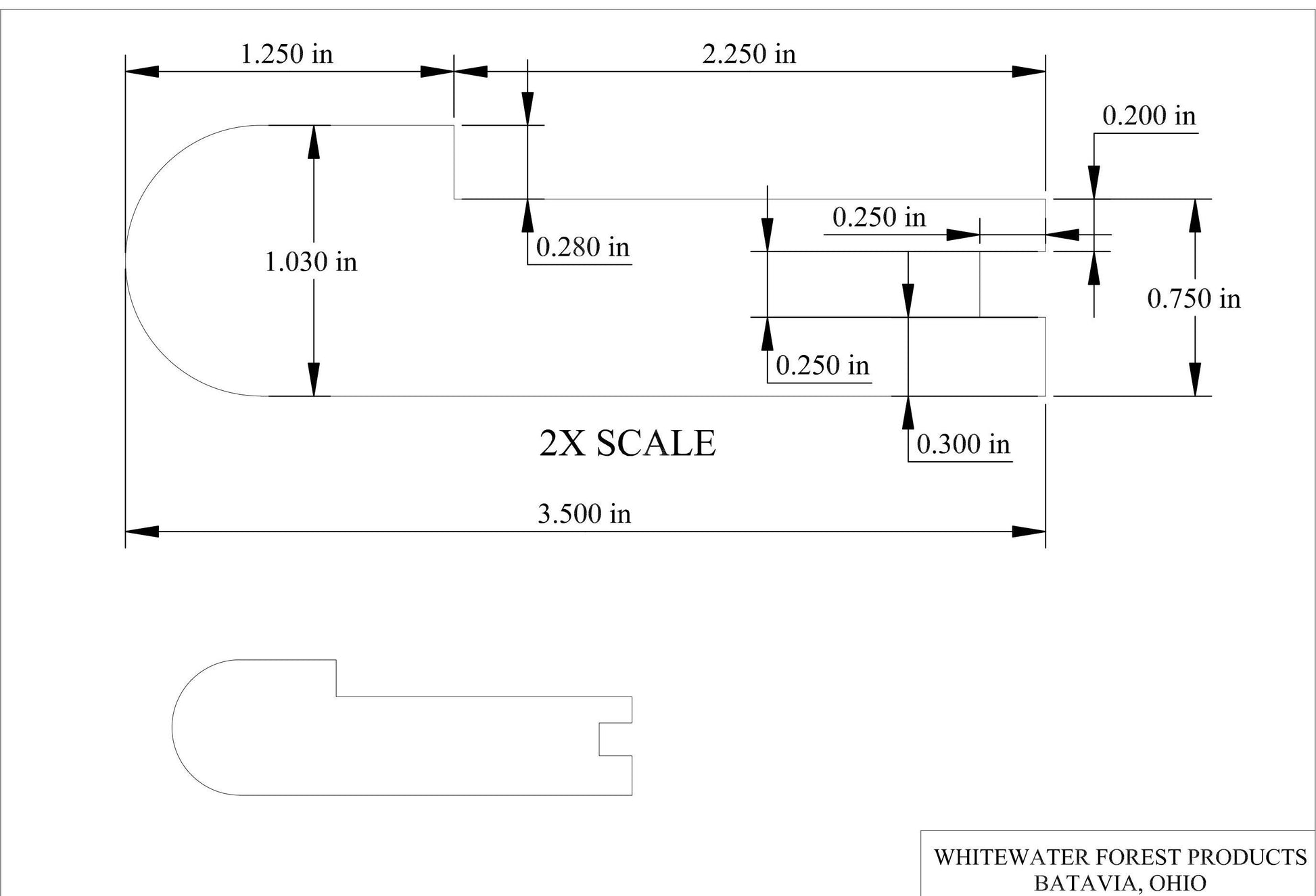 Stair Nosing for Landing Treads - 1 in. x 3.5 in. - Whitewater Forest Products