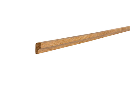 Unfinished hickory cove molding, 1/2 by 3/4 inch, concave profile on a white background